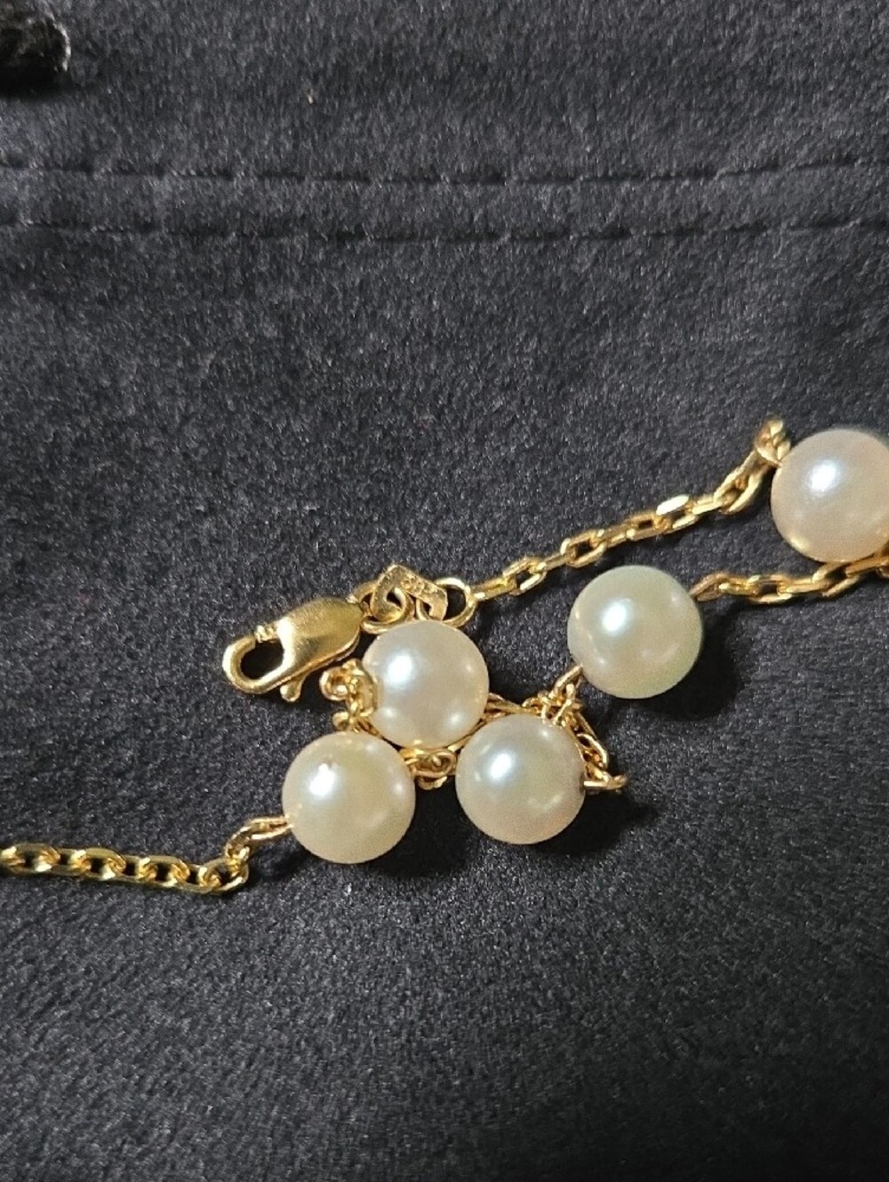 14K Gold Pearl Station Bracelet - White Pearls - Picture 6 of 9